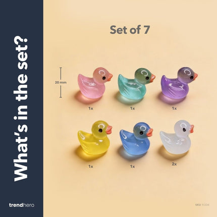 Leuchten im Dunkeln - Enten - Bunt - ↑ 2 cm - 7 Stück