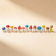 Mushroom Party Set of 13 Miniature Mushroom Figurines with Faces – 2 cm Tall