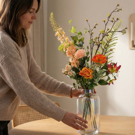 Artificial Flower Bouquet - Amber Peach Deluxe - Real Touch - 12 Stems - ↑ 105 cm