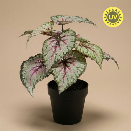 Begonia kunstplant – 26 cm – In pot – UV-bestendig