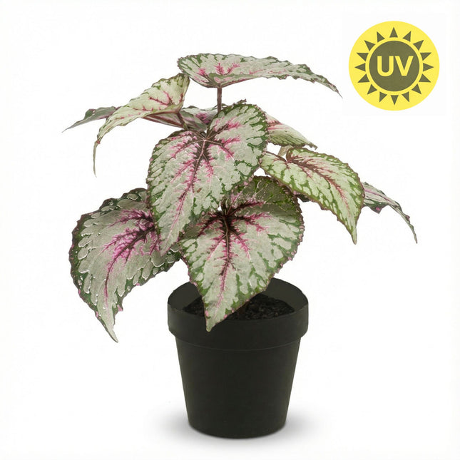 Begonia kunstplant – 26 cm – In pot – UV-bestendig