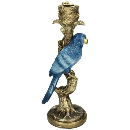 Kaarsenhouder - Blauwe Papegaai ↑ 25 cm