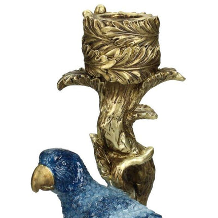 Kaarsenhouder - Blauwe Papegaai ↑ 26 cm