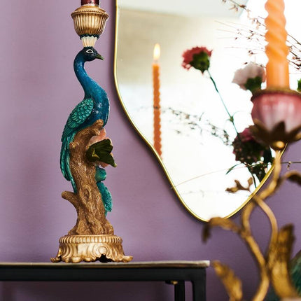Candle Holder - Peacock Multi - 29 cm