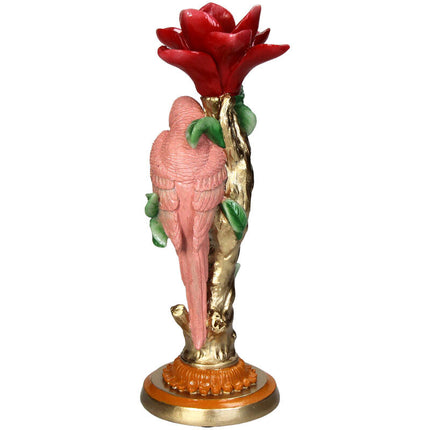 Kaarsenhouder - Roze Papegaai ↑ 26 cm