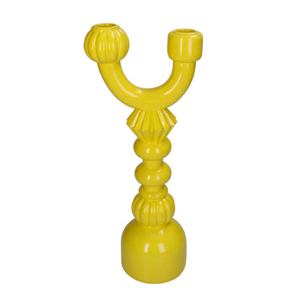 Candlestick yellow made of Polyresin - 15x10x35cm