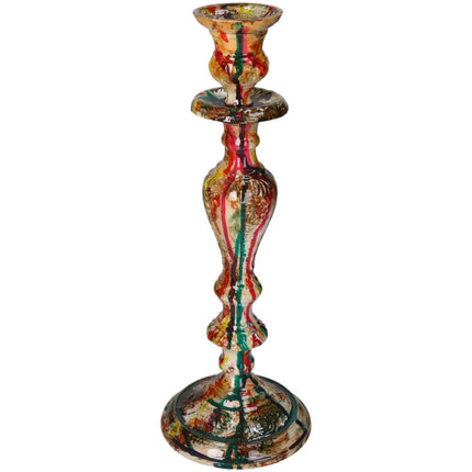 Kaarsenhouder - Beschilderd Meerderkleurig - ↑ 33 cm