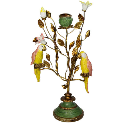 Kaarsenhouder - Bladeren en vogels - ↑ 33 cm