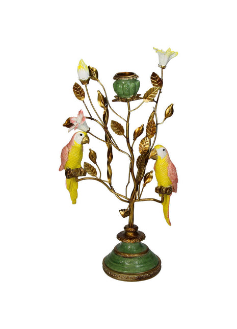 Kerzenhalter - Blättern und Vögel - ↑ 33 cm