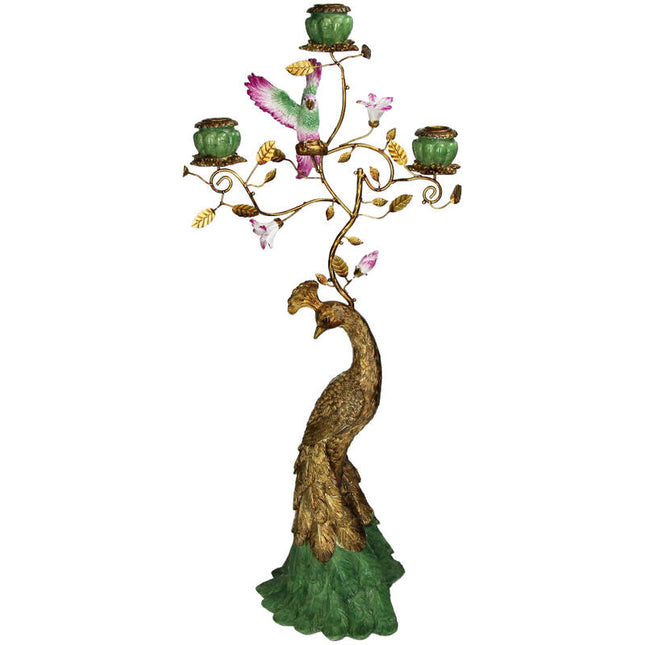 Peacock Candle Holder – Multicolour Polyresin Design