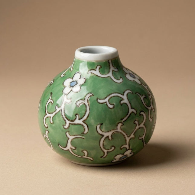 Grüne Porzellanvase Ø11,5  ↑10,5 cm