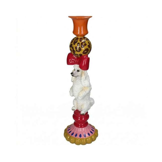 Dog Candle Holder Polyresin Ø10,5 ↑36 cm