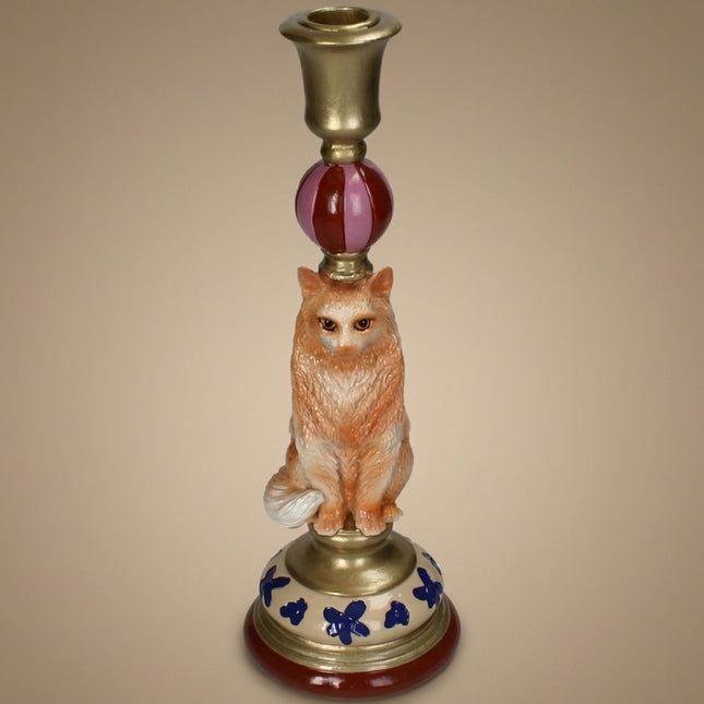 Kandelaar Kat Polyresin Ø9,5 ↑27 cm