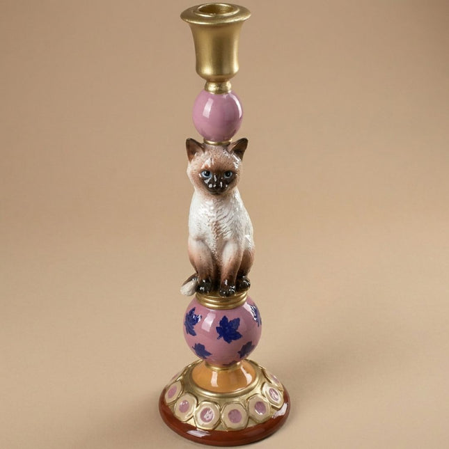 Kandelaar Kat Polyresin Multi Ø10,5 ↑31 cm