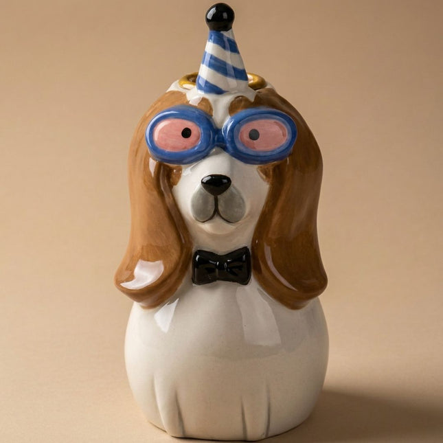 Dog Candle Holder Dolomite Multi Ø7,3 ↑14,4cm