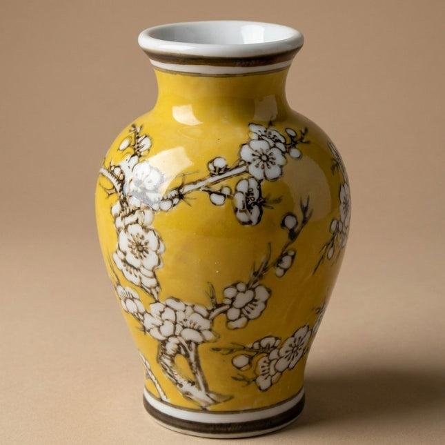 Porzellanvase - Gelb - Blumenvase - Ø 9,5 ↑ 15 cm