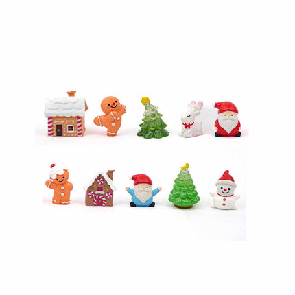 Gingerbread kerst dorp set - 10 stuks - Miniatuur ↔ 2-3,5