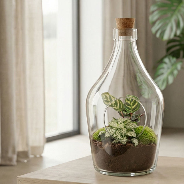 MINGZE Geometrisch terrarium in de vorm van een gesloten huis van glas, tafelplant, mosvaren met kanteldeksel (zwart MINGZE Geometrisch terrarium in de vorm van een gesloten huis van glas, tafelplant, mosvaren met kanteldeksel (zwart
