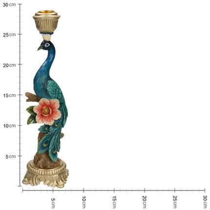 Candle Holder - Peacock Multi - ↑ 29 cm