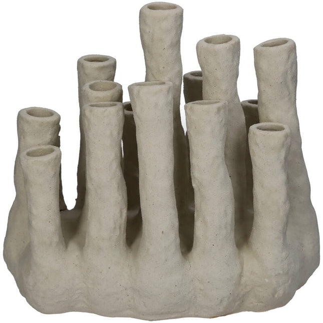 Flower holder XL - Coral - Ecru - Multi-spout vase