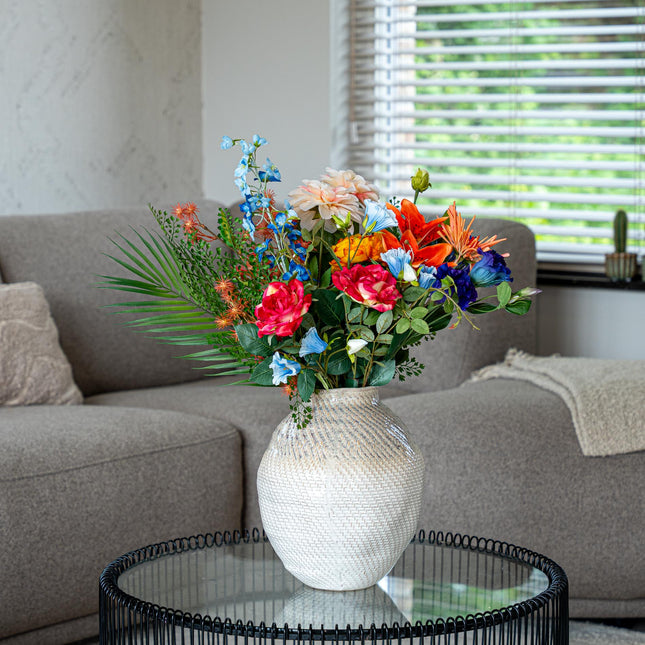 Kunstbloemen Boeket - Colorful Bloom Deluxe - Real Touch - 70 cm - 18 Stelen