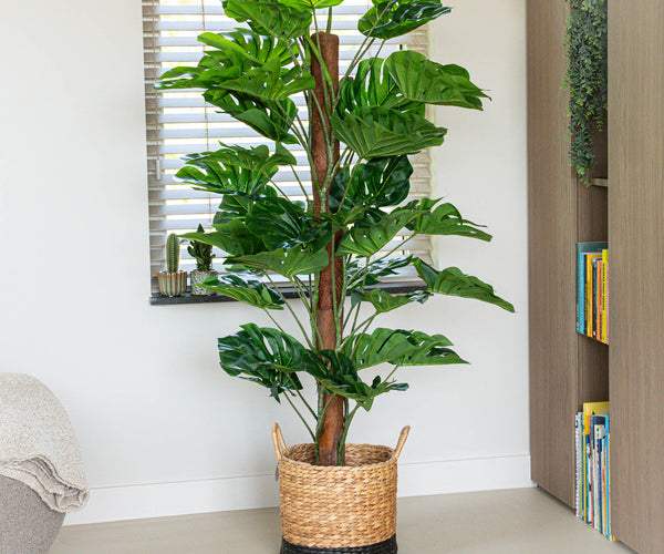 indoor artificial floor standing plants Monstera on pole 150 cm