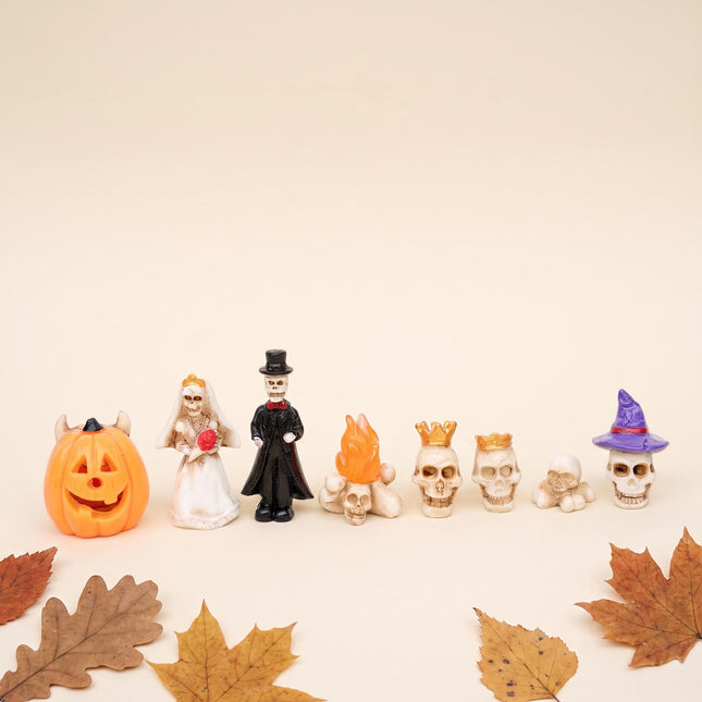 Skelethuwelijk - 8 stuks - Halloween miniatuur figuurtjes - ↑ 2-4 cm
