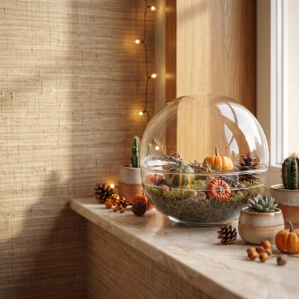 Herbst Terrarium Dome XL Ø 28cm ↑ 28cm + Deko-Set Medium