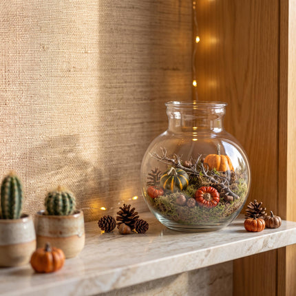 Herfst open terrarium - Teddy fles Ø 25 cm ↑ 26,5 cm