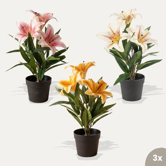 Lelie mix - 3 stuks - Bundelproduct - Kunstplanten
