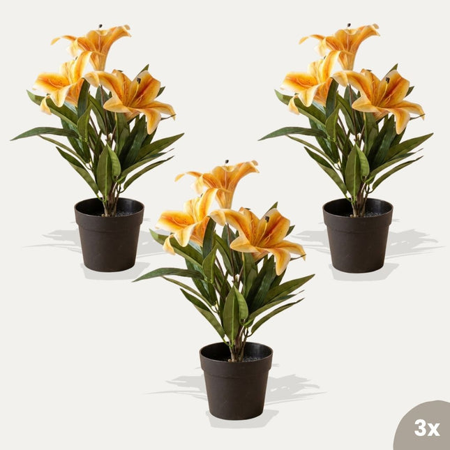 artificial asiatic lilies Lily orange 3 pcs