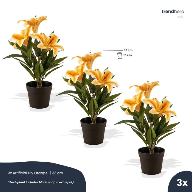 Lelie oranje 3 stuks - Bundelproduct - Kunstplanten
