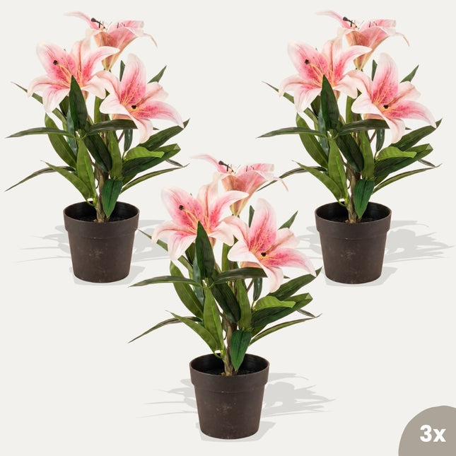 Lelie roze 3 stuks - Bundelproduct - Kunstplanten
