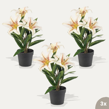 Lelie crème 3 stuks - Bundelproduct - Kunstplanten
