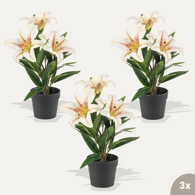 Lelie crème 3 stuks - Bundelproduct - Kunstplanten
