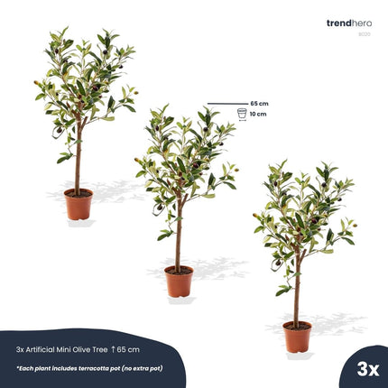Mini Olive tree set - 3 pcs - Bundle product - Artificial plants