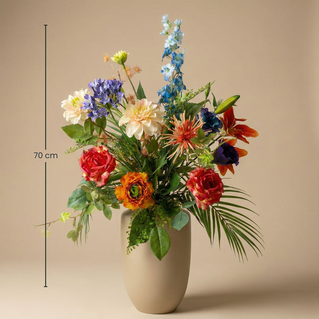 Kunstbloemen Boeket “Colorful Bloom Deluxe” – Real Touch – 70 cm – 18 Stelen