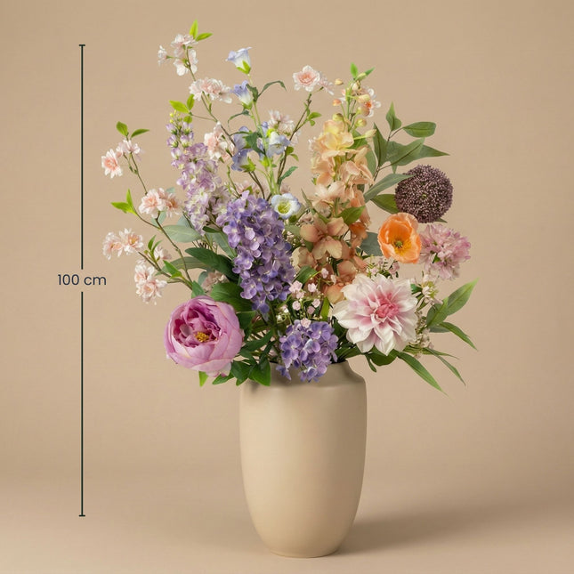 Kunstbloemen Boeket - Pastel Meadow Deluxe - Real Touch - 15 Stelen - ↑ 100 cm