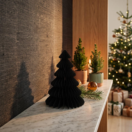 Papierbaum schwarz - Weihnachtsset - 4 Stück