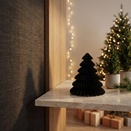 Papierbaum schwarz - Weihnachtsset - 4 Stück