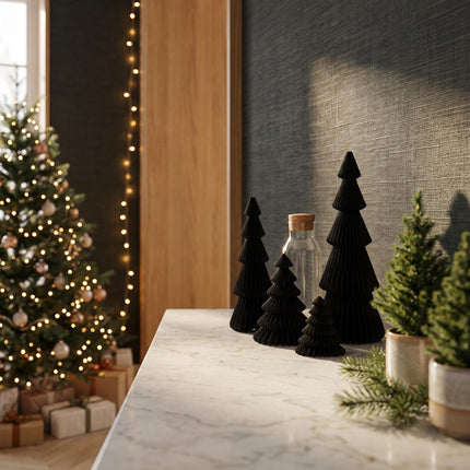 Papierbaum schwarz - Weihnachtsset - 4 Stück