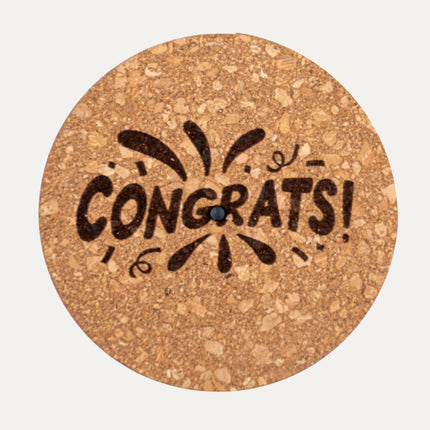 Engraved LED cork lid - 'CONGRATS' - Custom text - Available in 3 sizes