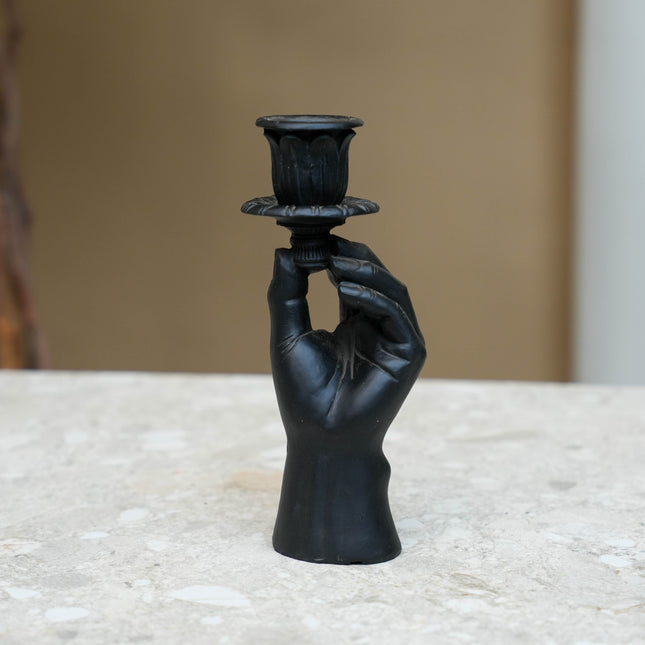 Candle Holder - Hand Black - ↑ 20 cm
