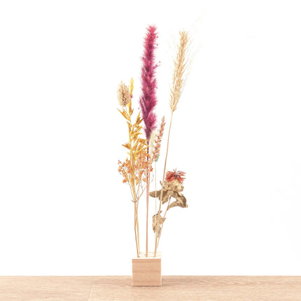 FlowerHero® - S - Trockenblumenständer aus Holz + Trockenblumenarrangement