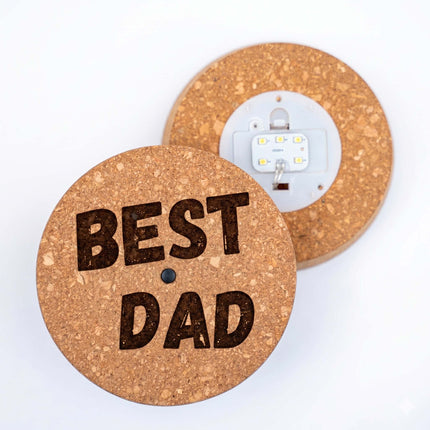 Vaderdag terrarium Little Joe + gepersonaliseerde gegraveerde kurk met verlichting - Flessentuin DIY kit - Ø 20 cm ↑ 22 cm