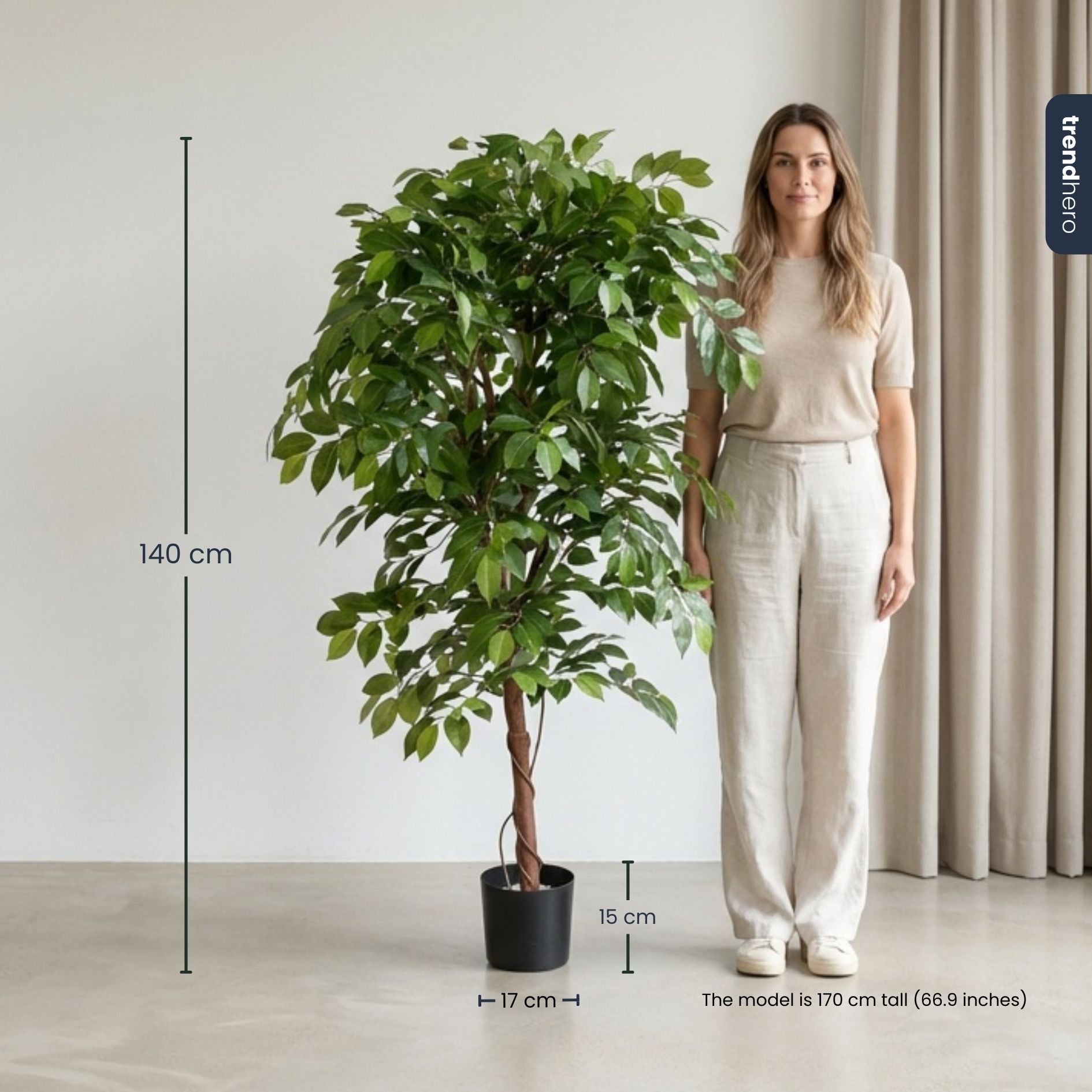 artificial plants large indoor Ficus Deluxe Vine Tree 140 cm