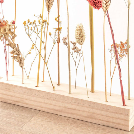 FlowerHero® - L - Trockenblumenständer aus Holz + Trockenblumenarrangement