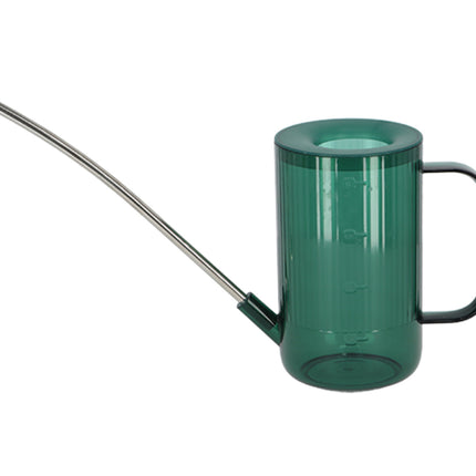 Ribbed watering can - 22 cm - Plastic with stainless steel spout - Gray - Green - Brown