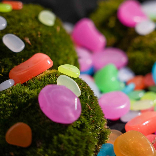 Glow Stones Small - Glow in the dark - Terrarium decoratie - Aquarium decoratie - Multicolor - 20 stuks - 1-2 cm