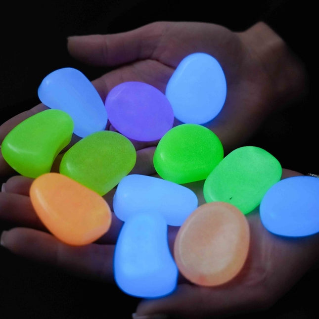 Glow Stones Medium - 60 stuks - Glow in the dark - Terrarium decoratie - Aquarium decoratie - Multicolor - 3-5 cm